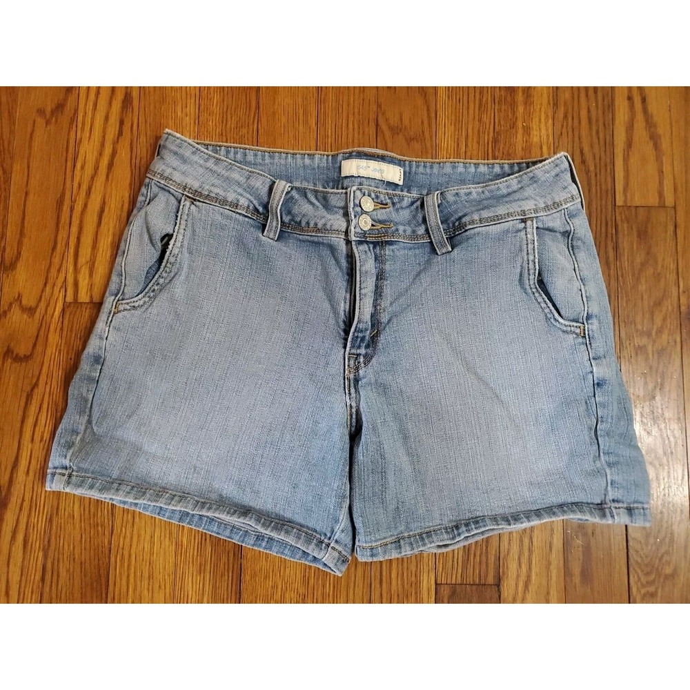 Levis 545 Red Tab Womens Chino Style Denim Shorts Med/Light Wash Stretch Size 12